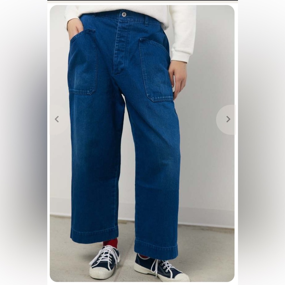Veritecoeur Blue Wide-Leg Denim Pants